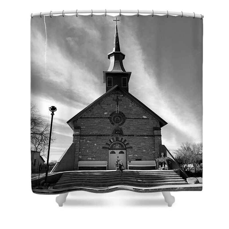 Black And White Shower Curtain featuring the photograph Gods House by Brad Hodges