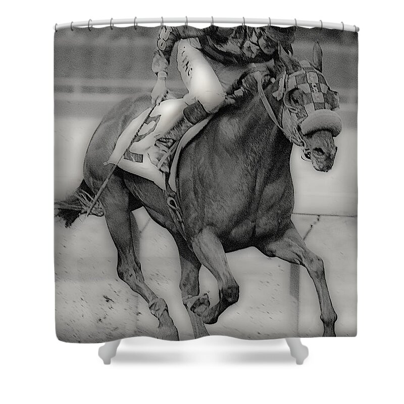 Horse Shower Curtain featuring the photograph Going For The Win by Lori Seaman