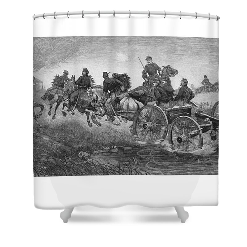 Civil War Shower Curtain featuring the drawing Going Into Battle - Civil War by War Is Hell Store