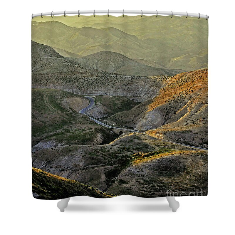 Judean Desert Shower Curtain featuring the photograph Going Up To Jerusalem by Lydia Holly