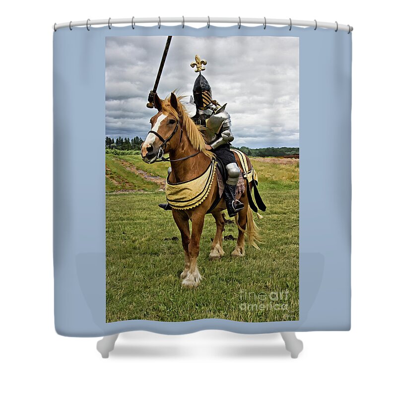 Knight Shower Curtain featuring the digital art Gold and Silver Knight by Lise Winne