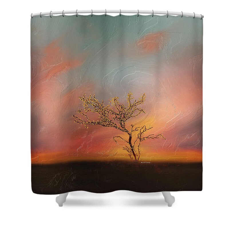 Gold Bearing Tree Shower Curtain featuring the painting Gold Bearing Tree by Angela Stanton
