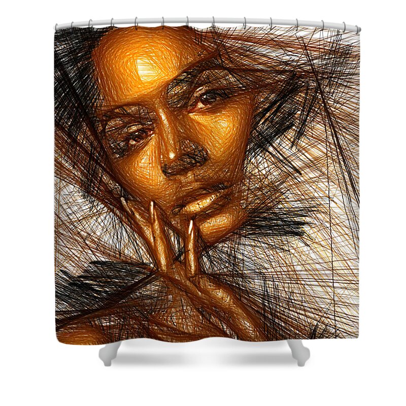 Rafael Salazar Shower Curtain featuring the digital art Gold Fingers by Rafael Salazar