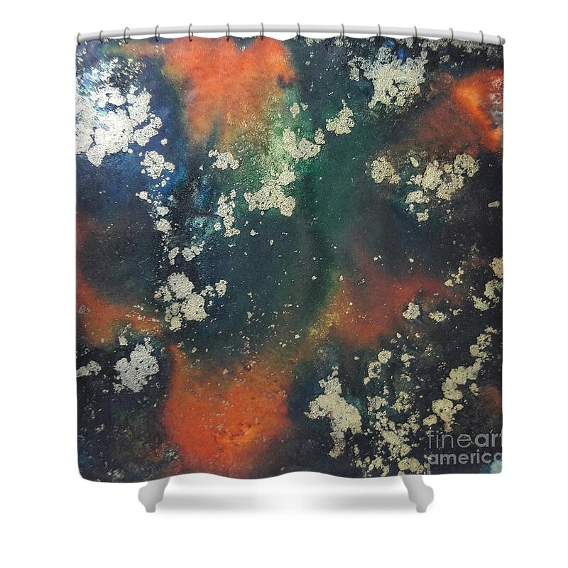 Alcohol Shower Curtain featuring the painting Gold Flecked by Terri Mills