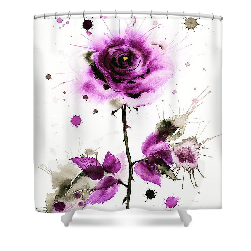 Rose Shower Curtain featuring the painting Gold Heart of the Rose by Zaira Dzhaubaeva