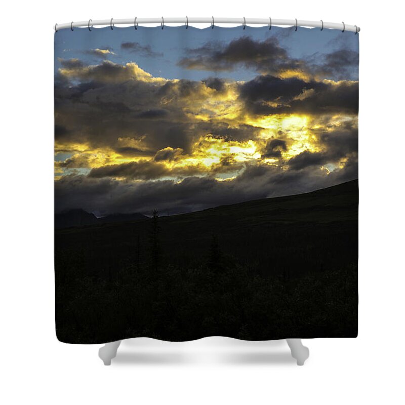 Sky Shower Curtain featuring the photograph Gold In Skies of Alaska by Madeline Ellis