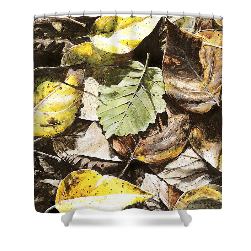 Realism Shower Curtain featuring the painting Golden Autumn - Talkeetna Leaves by K Whitworth