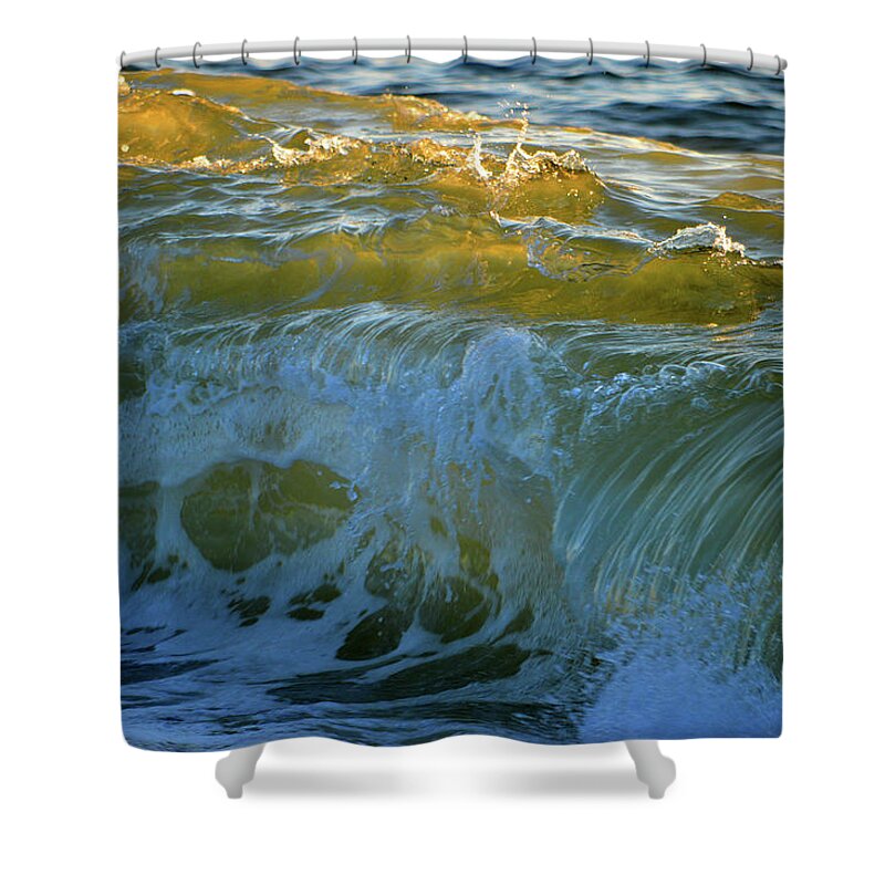 Ocean Shower Curtain featuring the photograph Golden Cascade by Dianne Cowen Cape Cod Photography