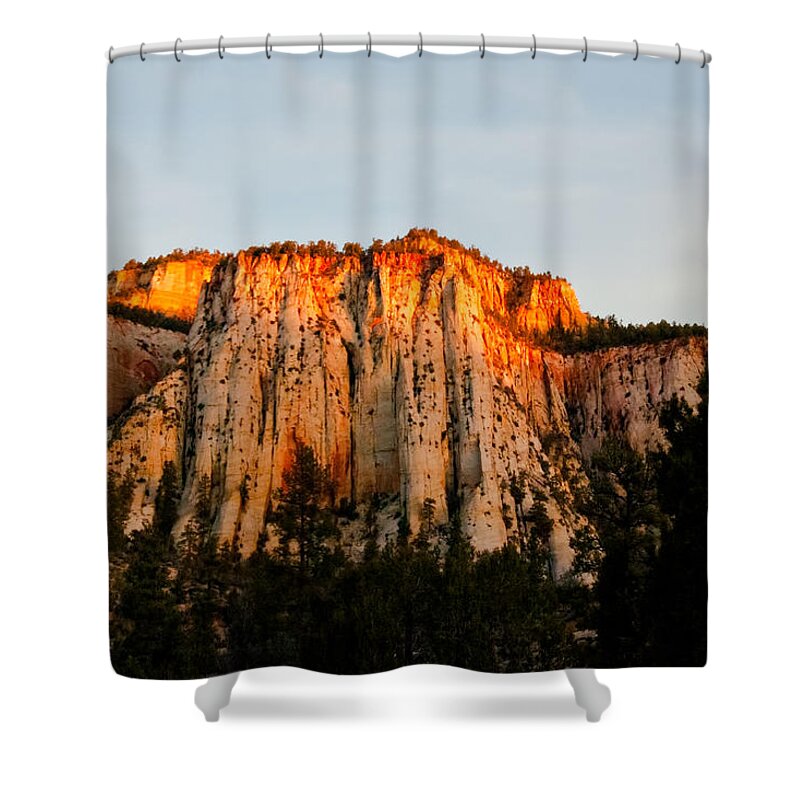 Mountan Shower Curtain featuring the photograph Golden Crown Of Morning by Christopher Holmes