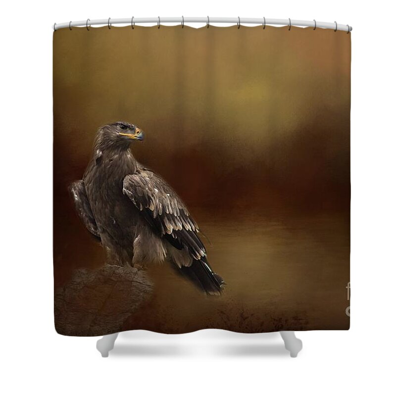 Golden Eagle Shower Curtain featuring the photograph Golden Eagle by Eva Lechner