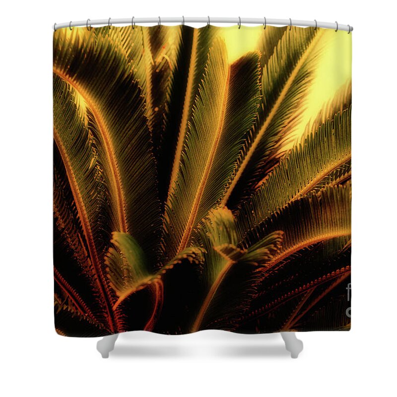 Fern Shower Curtain featuring the digital art Golden Fern by JB Thomas