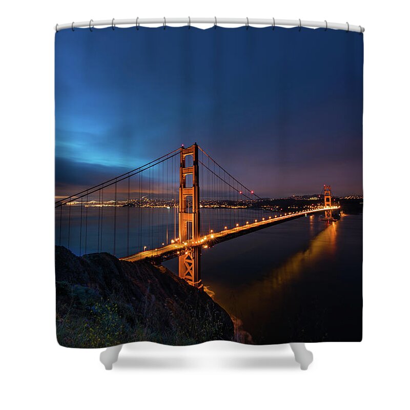Bridge Shower Curtain featuring the photograph Golden Gate Bridge by Larry Marshall