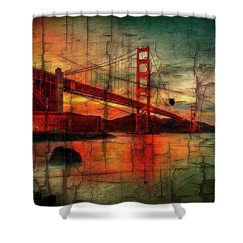 Golden Gate Bridge Shower Curtain featuring the photograph Golden Gate Weathered by Az Jackson