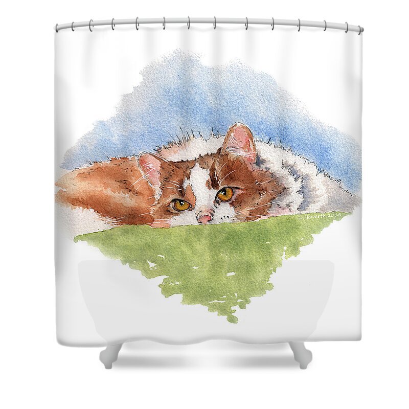 Cat Shower Curtain featuring the painting Golden Girl by Louise Howarth
