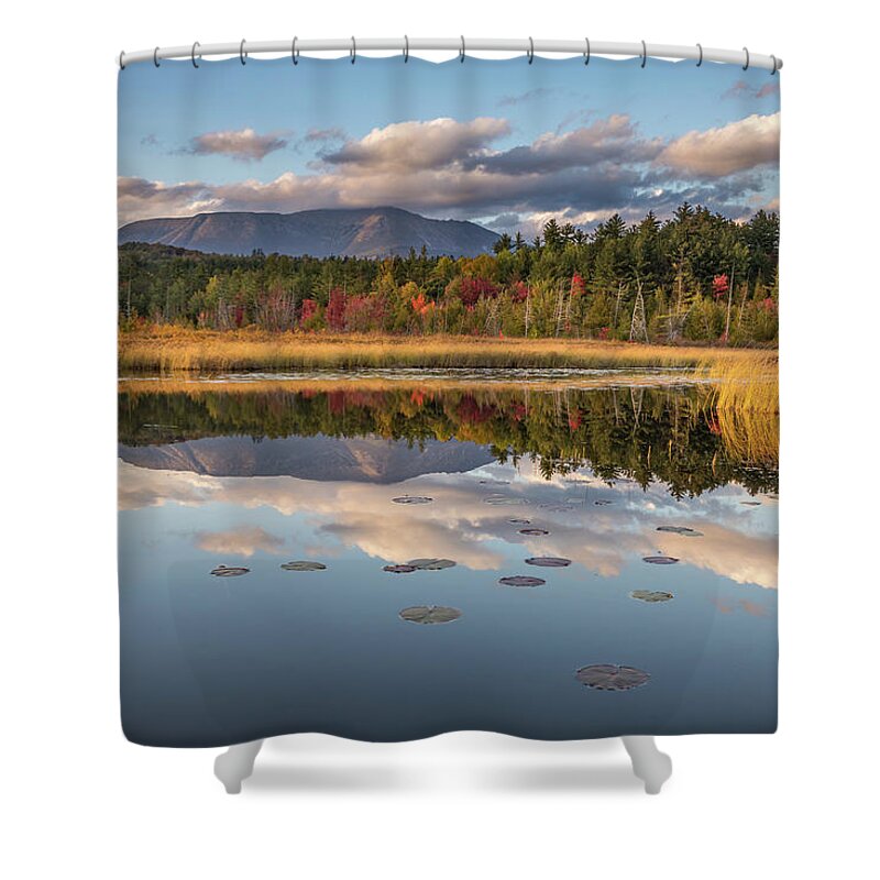 Maine Shower Curtain featuring the photograph Golden hour at Compass Pond by Colin Chase