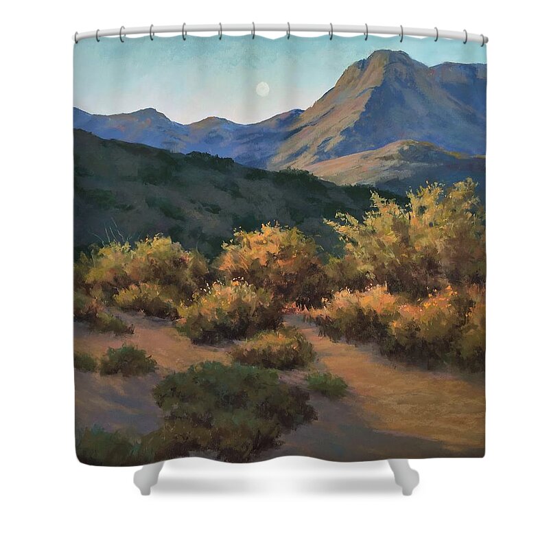 Lanscape Shower Curtain featuring the pastel Golden Hour by Candice Ferguson