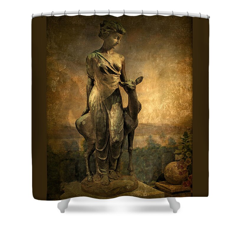 Statue Shower Curtain featuring the photograph Golden Lady by Jessica Jenney