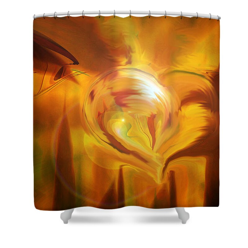 Golden Love Shower Curtain featuring the digital art Golden Love by Linda Sannuti