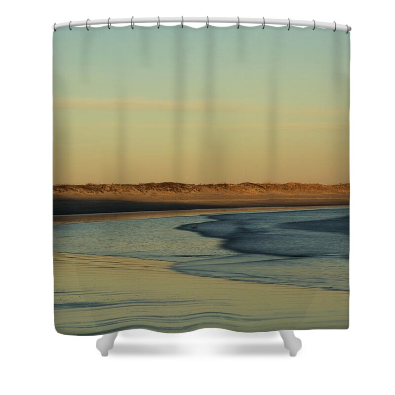 Newport Shower Curtain featuring the photograph Golden Morning on Rhode Island Coast by Nancy De Flon