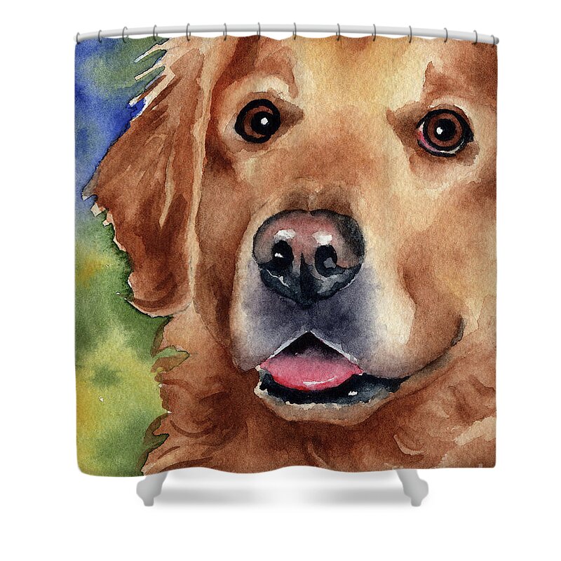 Golden Shower Curtain featuring the painting Golden Retriever by David Rogers