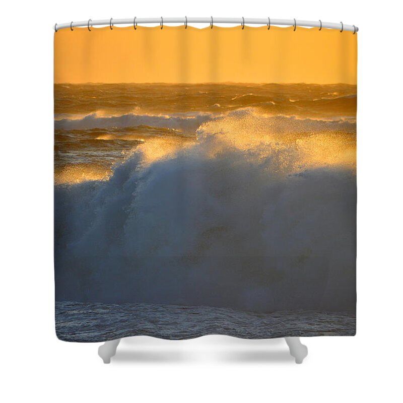Ocean Shower Curtain featuring the photograph Golden Seaside Energy by Dianne Cowen Cape Cod Photography
