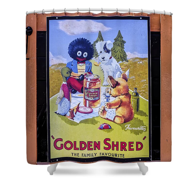 Sign Shower Curtain featuring the photograph Golden Shred - The family favourite by Tony Crehan