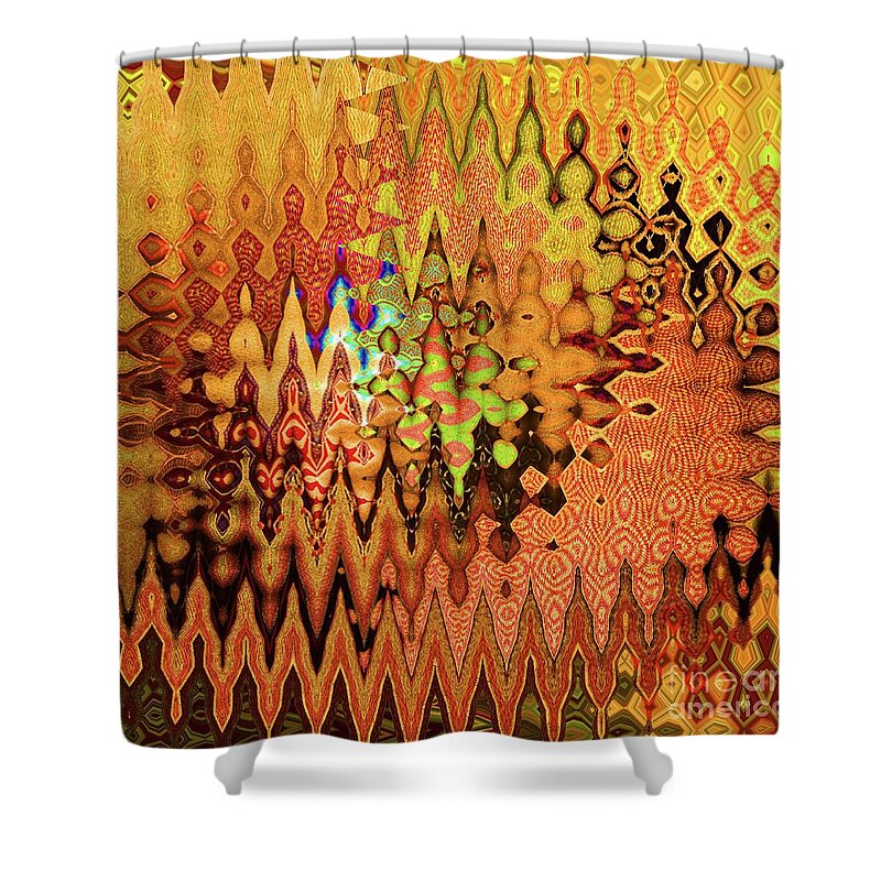 Gold Shower Curtain featuring the digital art Golden Shrine by Ann Johndro-Collins