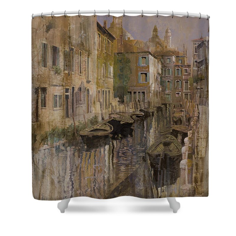 Venice Shower Curtain featuring the painting Golden Venice by Guido Borelli