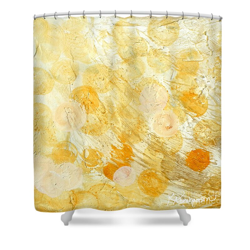 Gold Shower Curtain featuring the painting Goldie by Kristen Abrahamson