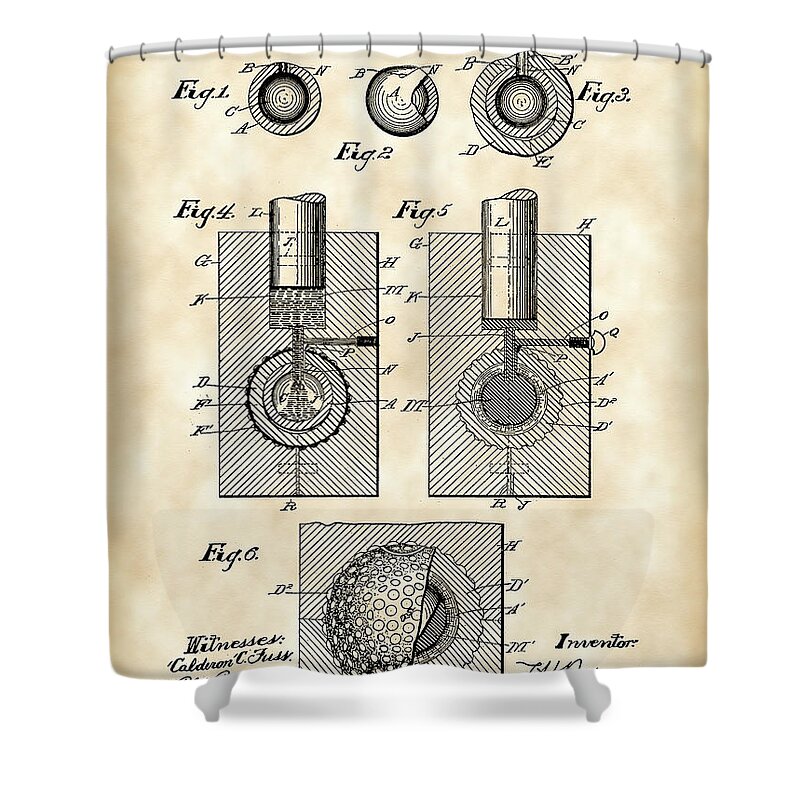 Patent Shower Curtain featuring the digital art Golf Ball Patent 1902 - Vintage by Stephen Younts