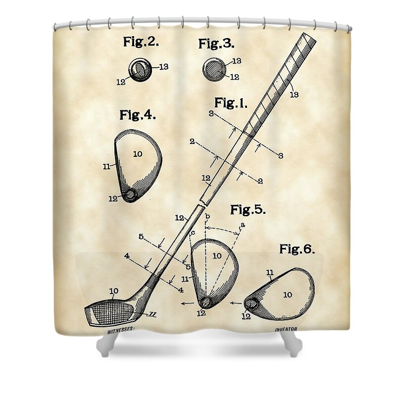 Golf Shower Curtain featuring the digital art Golf Club Patent 1909 - Vintage by Stephen Younts
