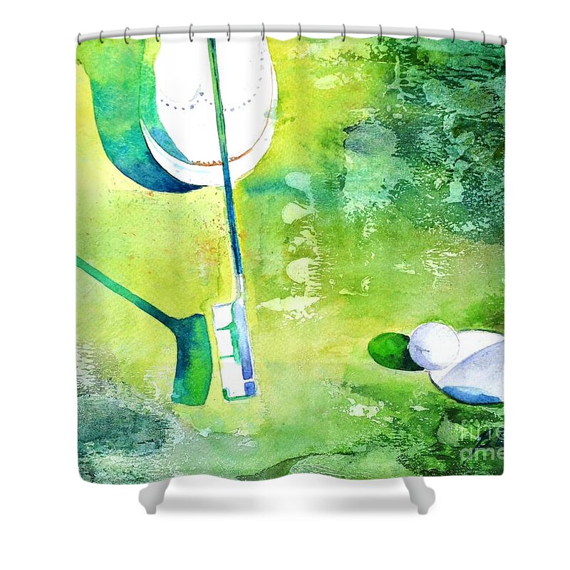 Golf Shower Curtain featuring the painting Golf series - Finale by Betty M M Wong
