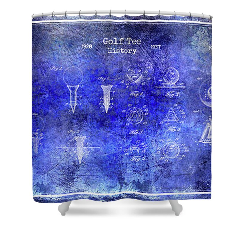 Golf Club Shower Curtain featuring the photograph Golf Tee History patent Drawing Blue by Jon Neidert