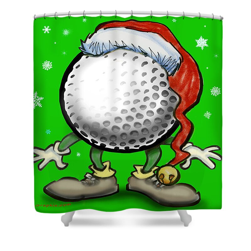 Golf Shower Curtain featuring the greeting card Golfmas by Kevin Middleton
