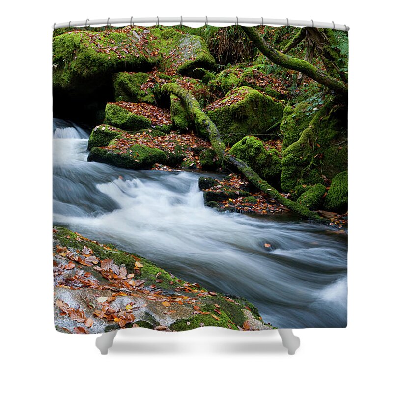 Blurry Water Shower Curtain featuring the photograph Golitha Falls iv by Helen Jackson