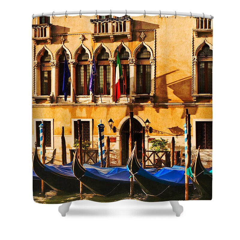 Venice Shower Curtain featuring the photograph Gondola Parking Only by Mick Burkey