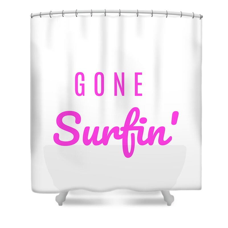 Gone Surfin' Shower Curtain featuring the digital art Gone Surfin' Pink by Leah McPhail