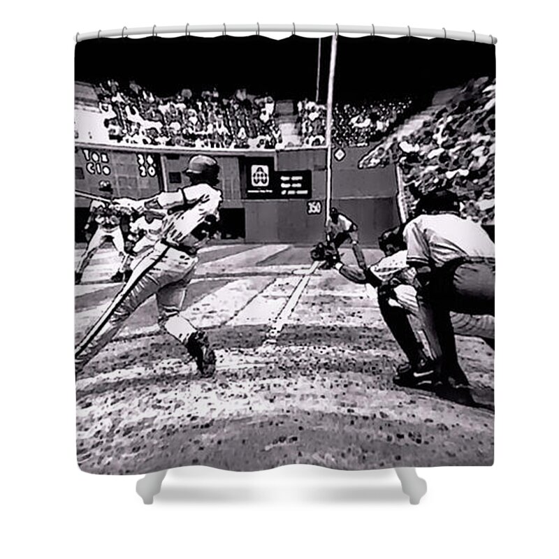 Baseball Shower Curtain featuring the digital art Gone by Terry Fiala