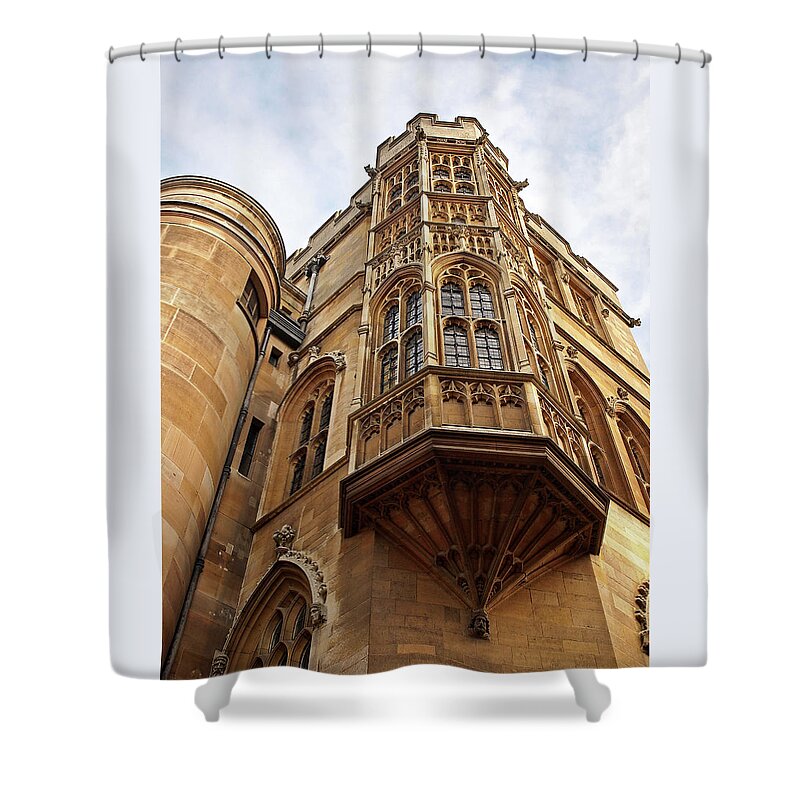 Conville And Caius College Library Shower Curtain featuring the photograph Gonville And Caius College Library Cambridge by Gill Billington