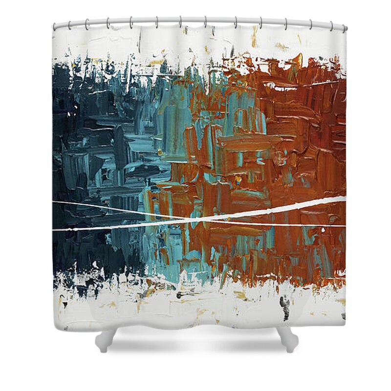 Abstract Art Shower Curtain featuring the painting Good Feeling - Abstract Art by Carmen Guedez