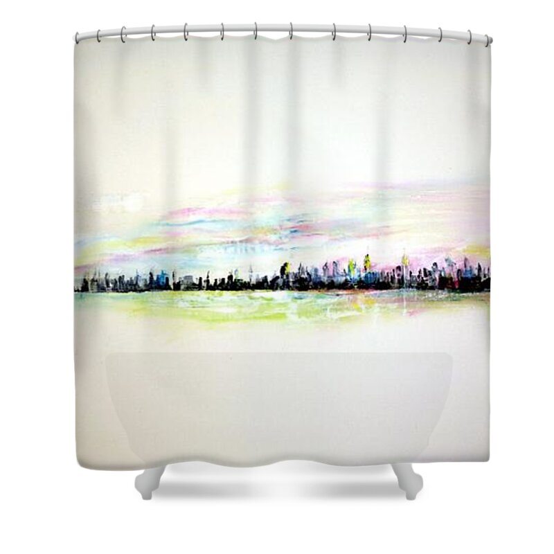 New York Shower Curtain featuring the painting Good Morning America by Jack Diamond