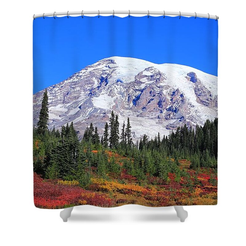Good Morning Mount Rainier Shower Curtain featuring the photograph Good morning Mount Rainier by Lynn Hopwood