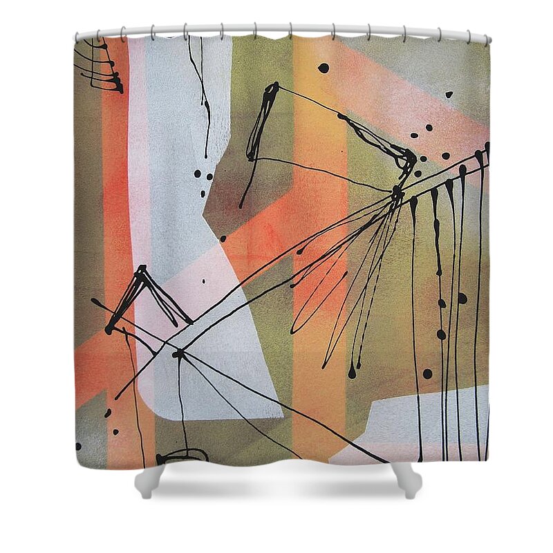 Abstract Shower Curtain featuring the painting Good Vibrations One by Louise Adams