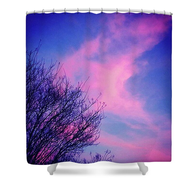 Blue Shower Curtain featuring the photograph Goodnight #pink #skyporn. Hope That by Austin Tuxedo Cat