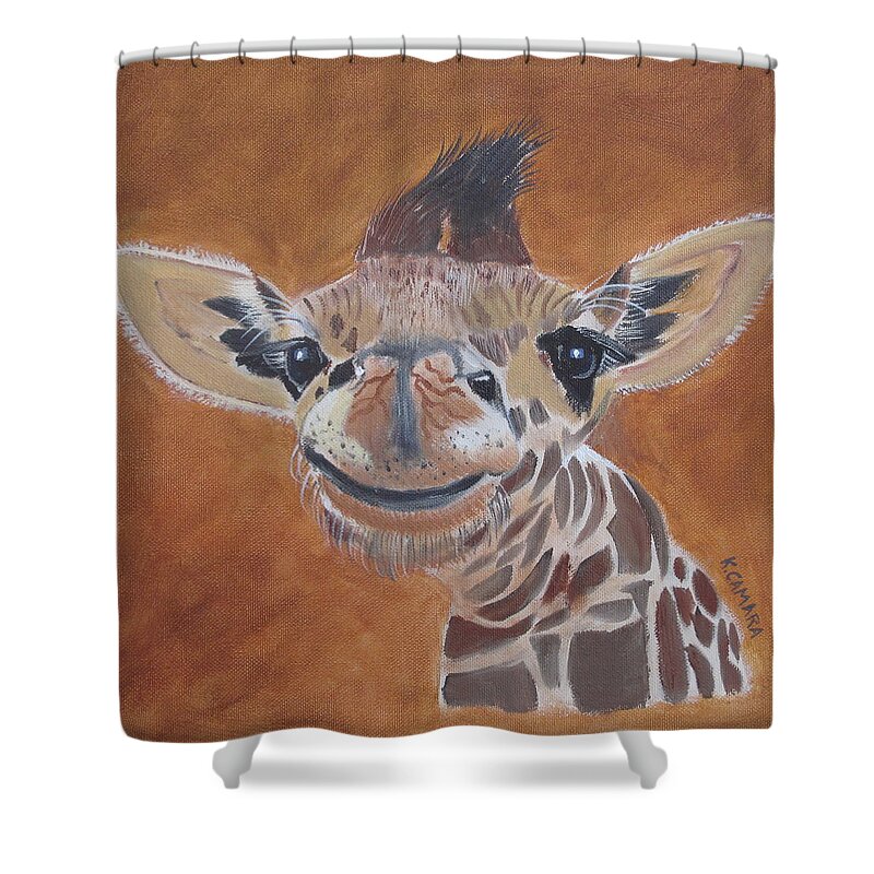 Pets Shower Curtain featuring the painting Goofy Giraffe by Kathie Camara
