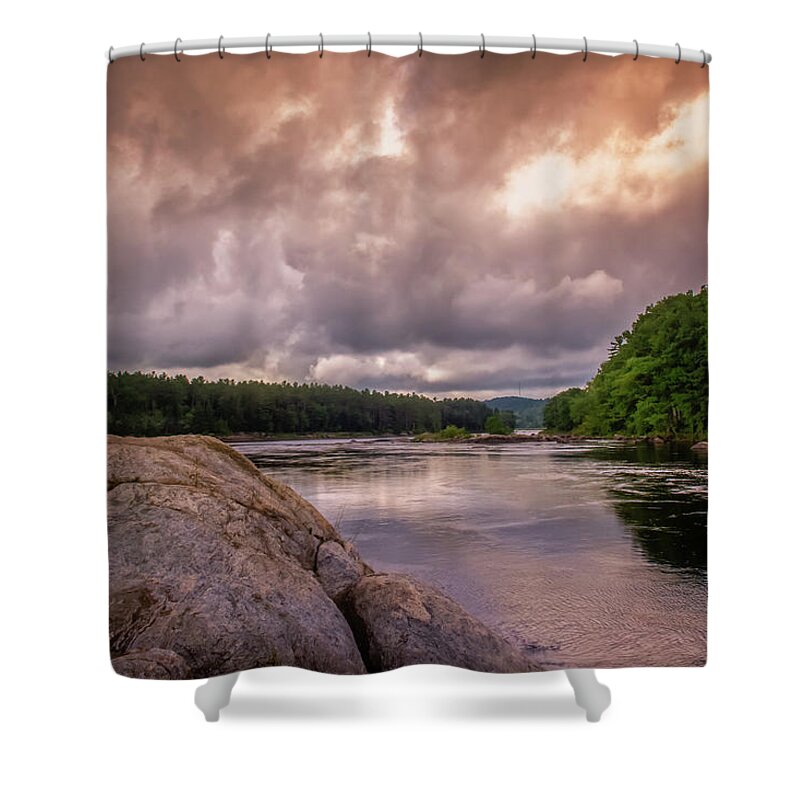 Clouds Shower Curtain featuring the photograph Googin's Island by Guy Whiteley