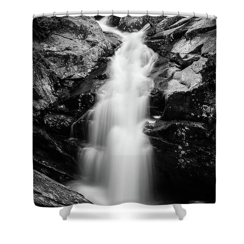 Rangeley Shower Curtain featuring the photograph Gorge Waterfall in black and white by Darryl Hendricks