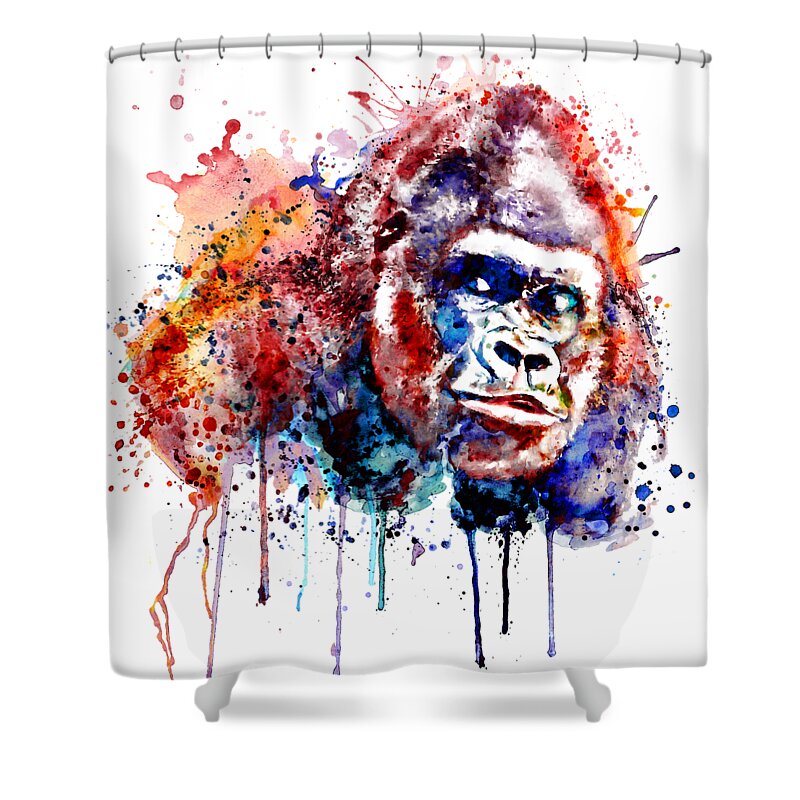 Marian Voicu Shower Curtain featuring the painting Gorilla by Marian Voicu