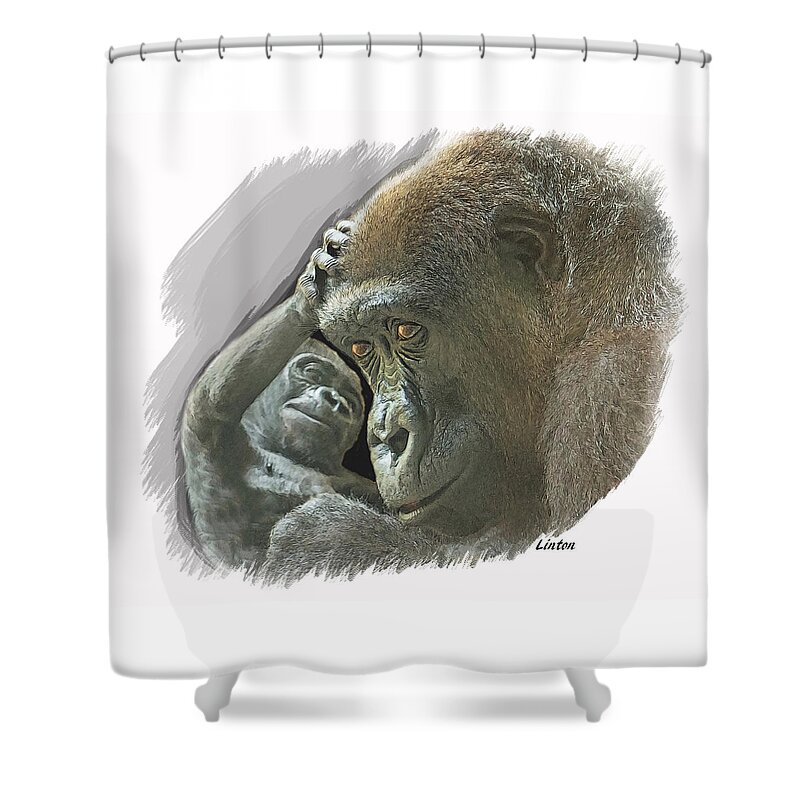 Gorilla Shower Curtain featuring the digital art Gorilla Mother by Larry Linton
