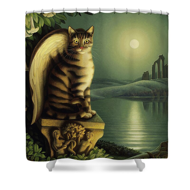 Cat Shower Curtain featuring the painting Gothic by Chris Miles